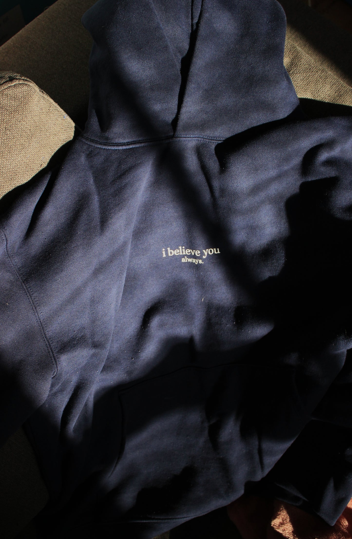 'i believe you always' hoodie - navy