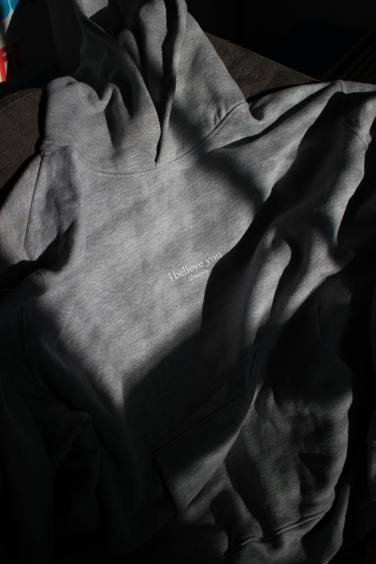 'i believe you always' hoodie - grey