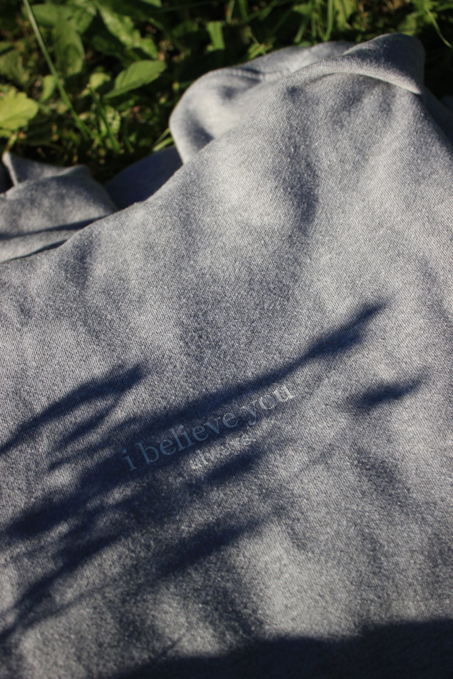 'i believe you always' hoodie - grey