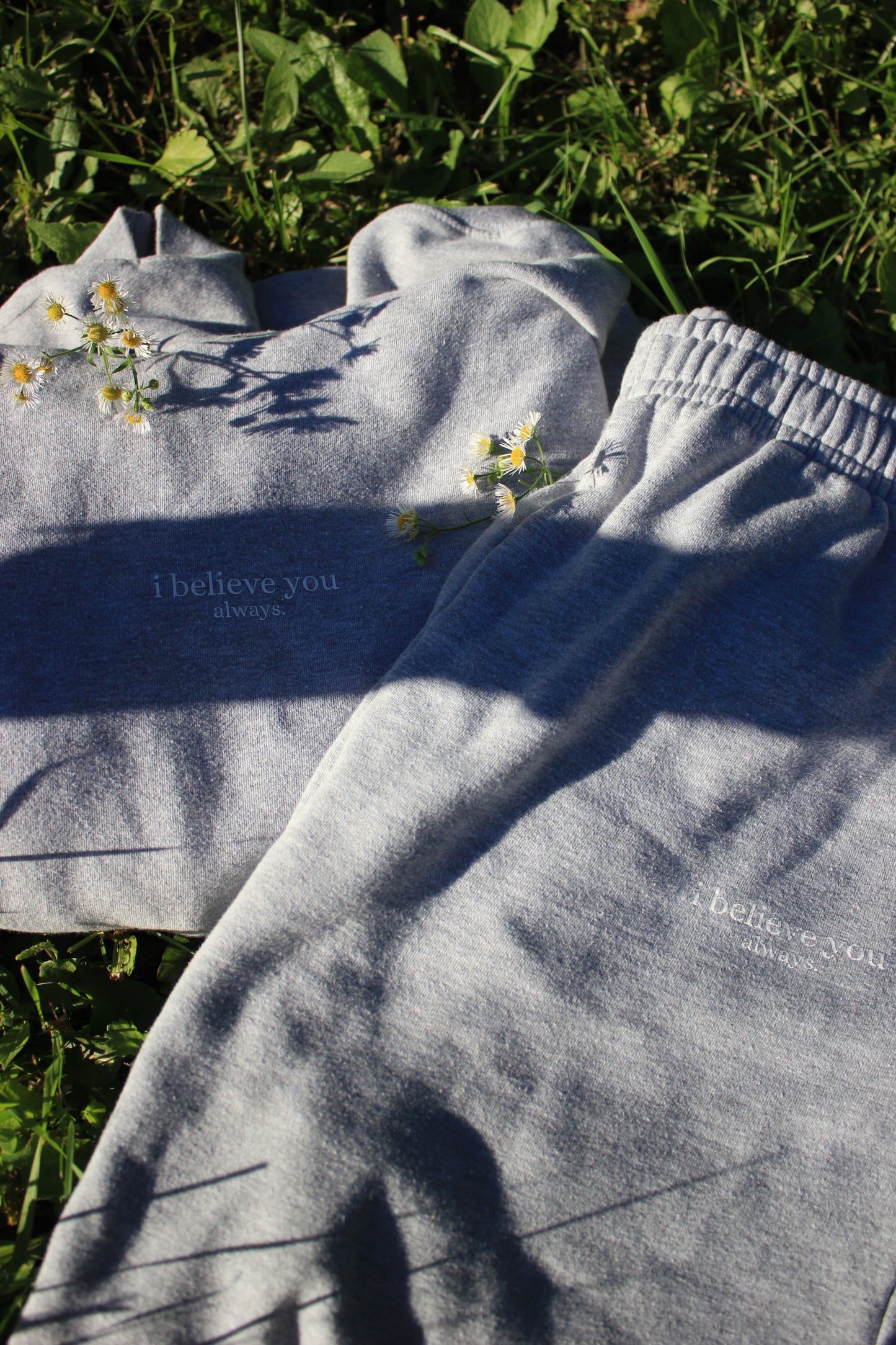 'i believe you always' crew - grey