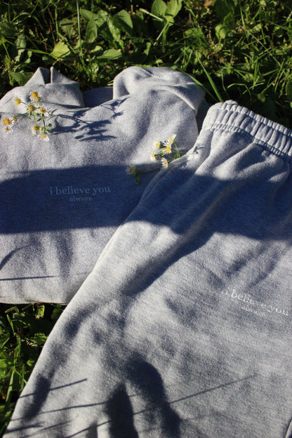 'i believe you always' crew - grey